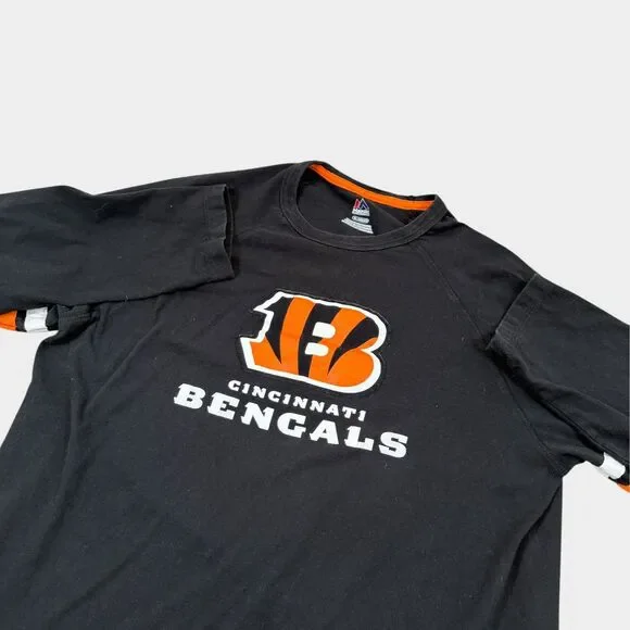 Cincinnati Bengals Majestic Shirt Mens XL Black Long Sleeve NFL Football Raglan - Picture 3 of 9